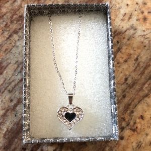 SILVER AND BLACK HEART NECKLACE